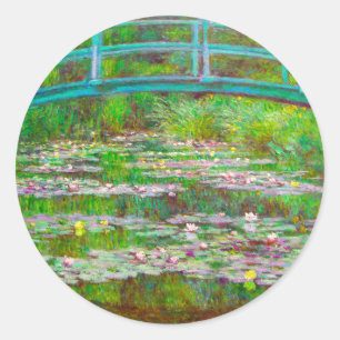 Monet Japanska Bridge och Vatten Lilies Runt Klistermärke