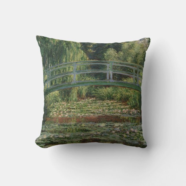 Monet Japanska fotbron och dammen med näckrosor Kudde (Framsida)