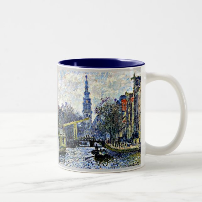 Monet: Kanal i Amsterdam Två-Tonad Mugg (Höger)
