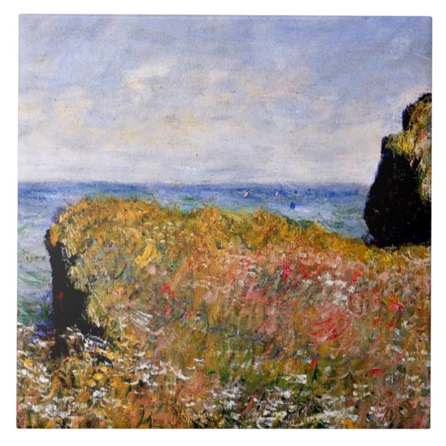 Monet - Kant i Cliff i Pourville Kakelplatta (Framsidan)