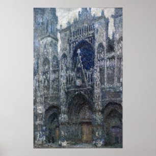 Monet - katedralen i Rouen the Portal, Grått Poster