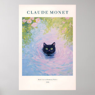 Monet Katt Konsttryck Svart Katt i damm, Fransk Poster