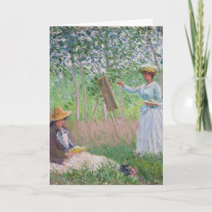 Monet klassiska skogskonst med fläckigt solljus kort
