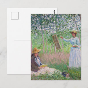 Monet klassiska skogskonst med fläckigt solljus vykort