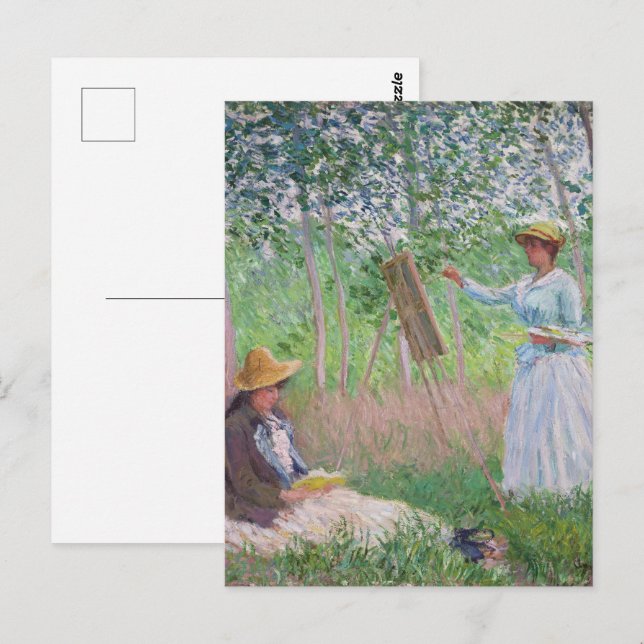 Monet klassiska skogskonst med fläckigt solljus vykort (Fram/baksida)