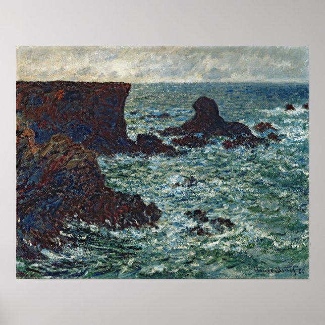 Monet - Klippor vid Port Coton Lejonklippan 1886 Poster (Framsidan)