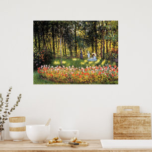 Monet - Konstnärens familj i Garden Poster