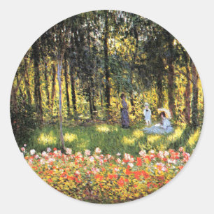 Monet - Konstnärens familj i Garden Runt Klistermärke