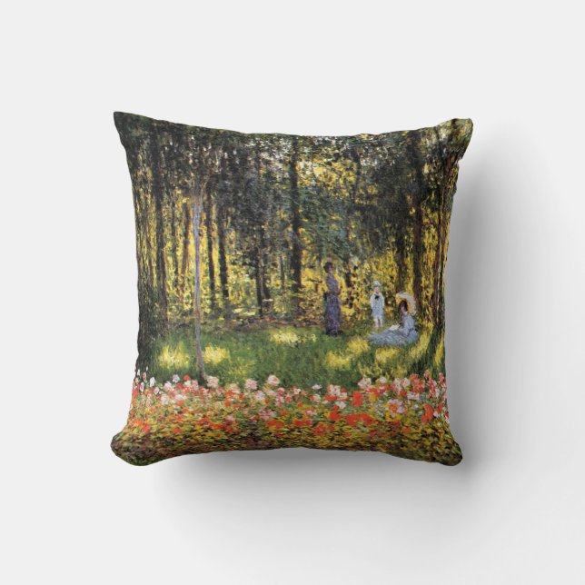 Monet - Konstnärens familj i trädgården Kudde (Framsida)