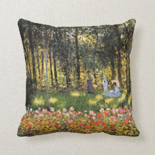 Monet - Konstnärens familj i trädgården Kudde
