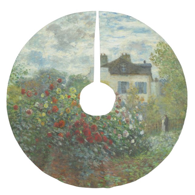 Monet Konstnärsträdgård i Argenteuil-målning Julgransmatta Borstad Polyester (Framsidan)