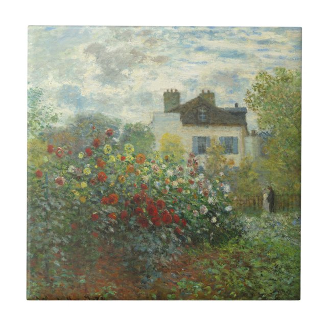 Monet Konstnärsträdgård i Argenteuil-målning Kakelplatta (Framsidan)