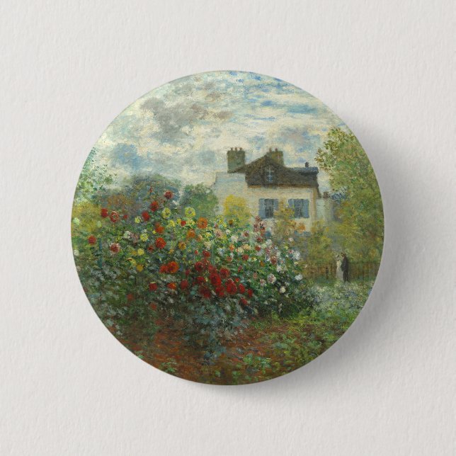 Monet Konstnärsträdgård i Argenteuil-målning Knapp (Framsida)