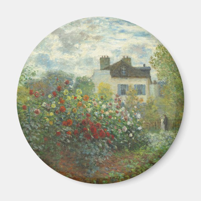 Monet Konstnärsträdgård i Argenteuil Målning Magnet (Framsidan)