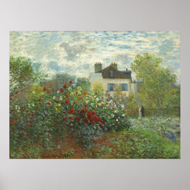 Monet Konstnärsträdgård i Argenteuil Målning Poster (Framsidan)