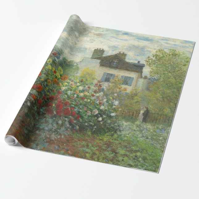 Monet Konstnärsträdgård i Argenteuil-målning Presentpapper (Utrullad)