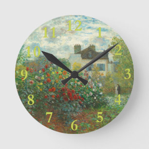 Monet Konstnärsträdgård i Argenteuil-målning Rund Klocka