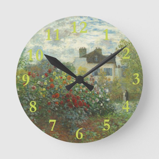 Monet Konstnärsträdgård i Argenteuil-målning Rund Klocka (Framsida)