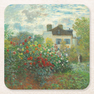 Monet Konstnärsträdgård i Argenteuil-målning Underlägg Papper Kvadrat