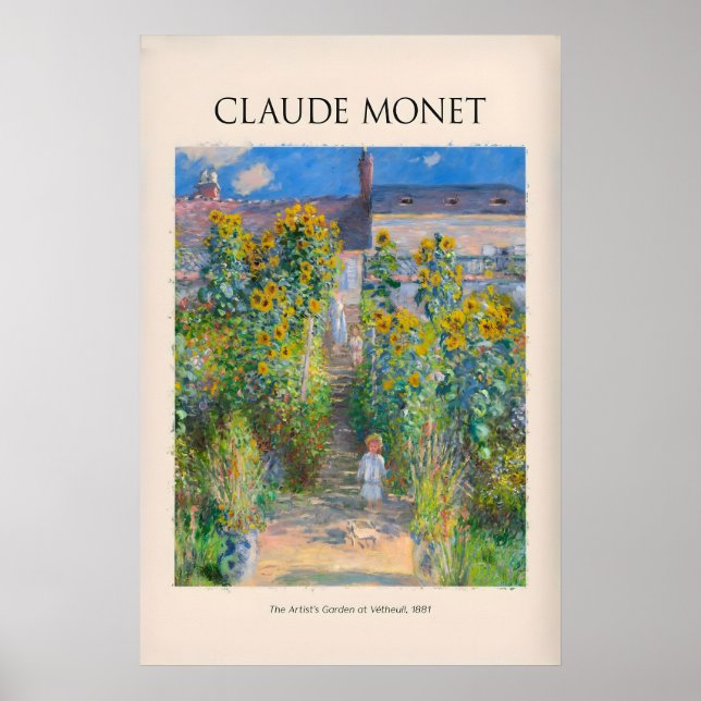 Monet Konstnärsträdgård vid Vétheuil Solrosor Poster (Framsidan)