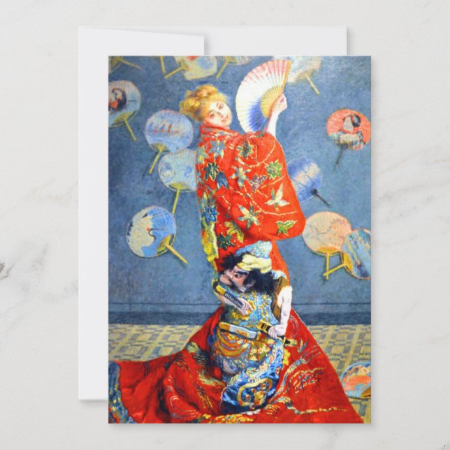 Monet Kvinna i japansk kostym Inbjudningar (Framsida)