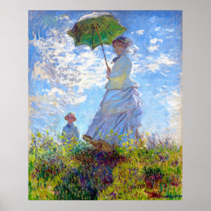 Monet: Kvinna med parasolbildande konst ~ Poster
