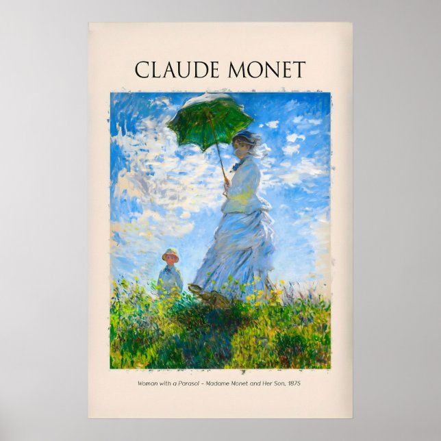 Monet Kvinna med parasoll Madame Monet Son Poster (Framsidan)