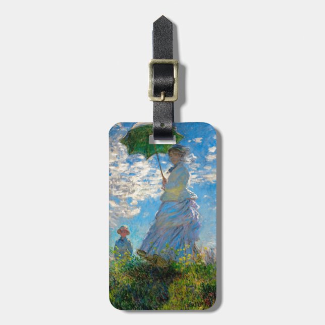 Monet Kvinna Parasoll Impressionism Bagagebricka (Vertikal Framsida)