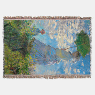 Monet Kvinna Parasoll Impressionism Filt