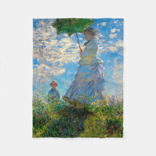 Monet Kvinna Parasoll Impressionism Fleecefilt