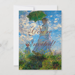 Monet Kvinna Parasoll Impressionism Inbjudningar