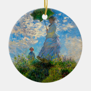 Monet Kvinna Parasoll Impressionism Julgransprydnad Keramik