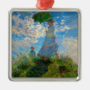 Monet Kvinna Parasoll Impressionism Julgransprydnad Metall
