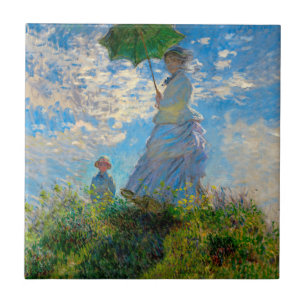Monet Kvinna Parasoll Impressionism Kakelplatta