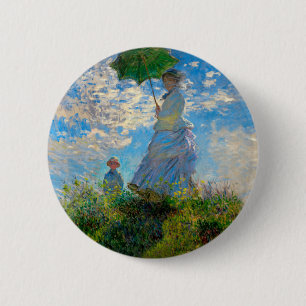 Monet Kvinna Parasoll Impressionism Knapp