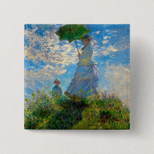 Monet Kvinna Parasoll Impressionism Knapp