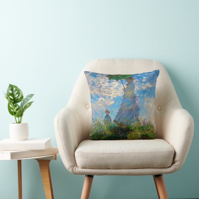 Monet Kvinna Parasoll Impressionism Kudde (Stol)