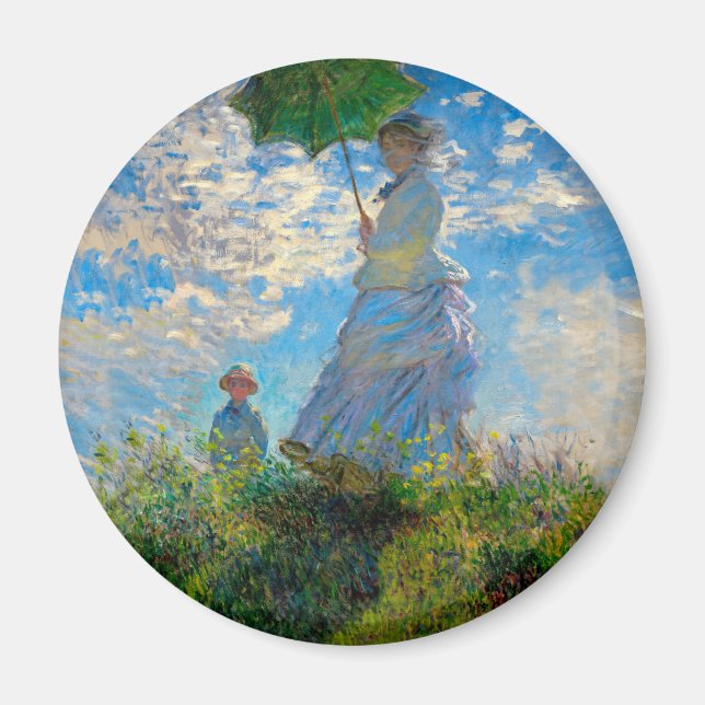 Monet Kvinna Parasoll Impressionism Magnet (Framsidan)