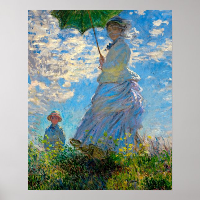 Monet Kvinna Parasoll Impressionism Poster (Framsidan)