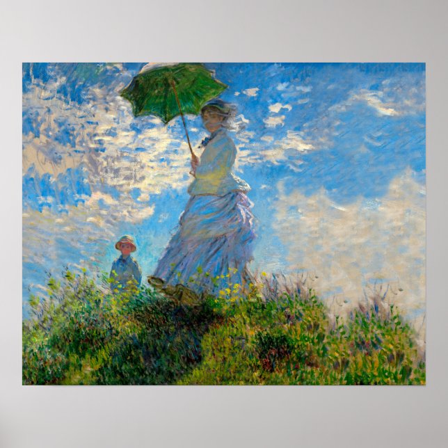 Monet Kvinna Parasoll Impressionism Poster (Framsidan)
