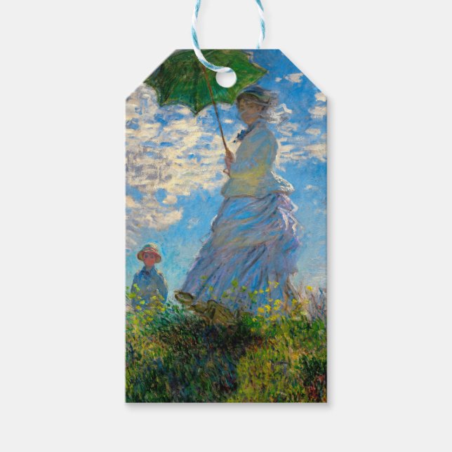 Monet Kvinna Parasoll Impressionism Presentetikett (Framsidan)
