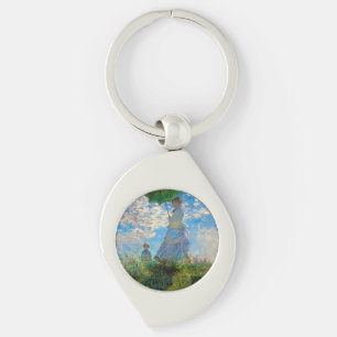 Monet Kvinna Parasoll Impressionism Swirl Silverfärgad Nyckelring