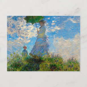 Monet Kvinna Parasoll Impressionism Vykort