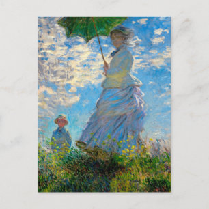 Monet Kvinna Parasoll Impressionism Vykort
