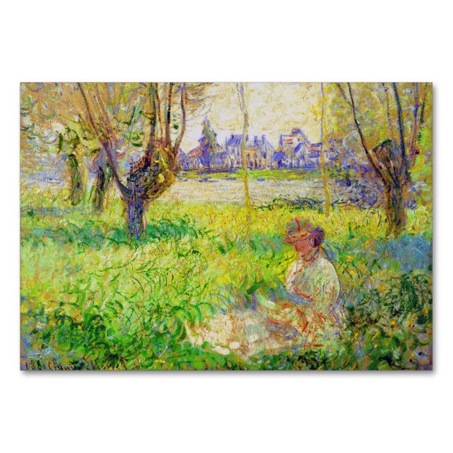 Monet-kvinnan som sitter under den vackra konsten  bordsnummer (Framsidan)