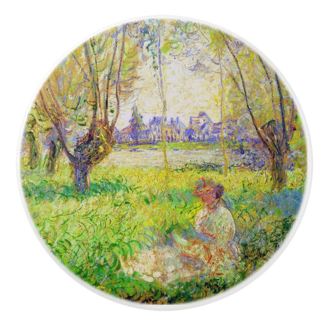 Monet-kvinnan som sitter under den vackra konsten  knopp (Framsidan)