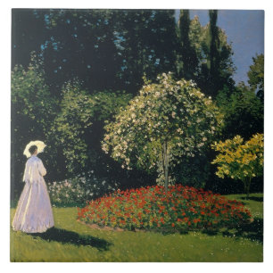 Monet: Kvinnor i en trädgård Kakelplatta