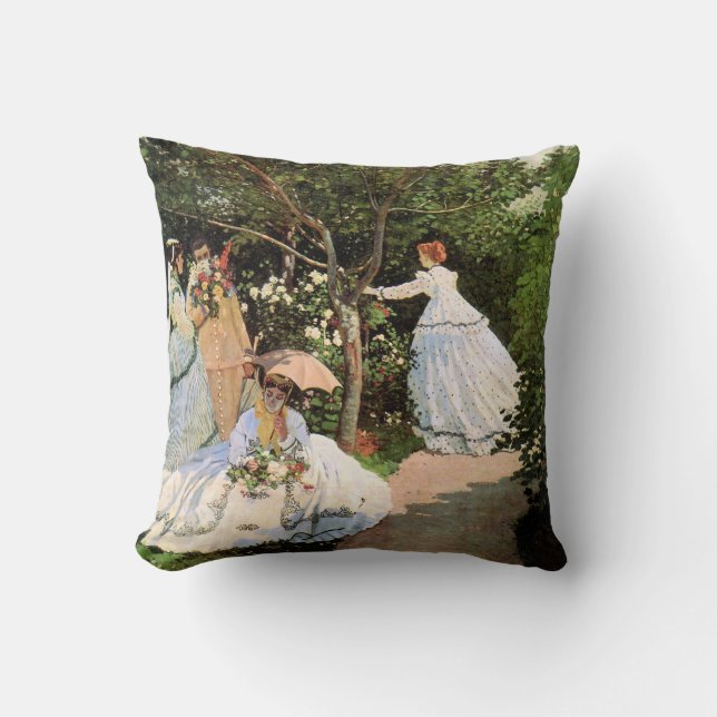 Monet - Kvinnor i trädgården Kudde (Framsida)