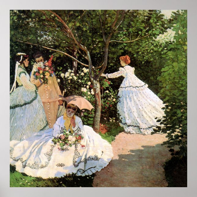 Monet - Kvinnor i trädgården Poster (Framsidan)