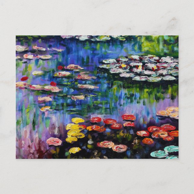 Monet Lila Vatten Lilies vykort (Framsida)